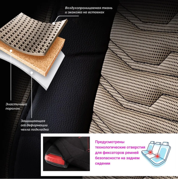 Универсальные чехлы PARIS для автомобильных сидений / Авточехлы - комплект на весь салон автомобиля